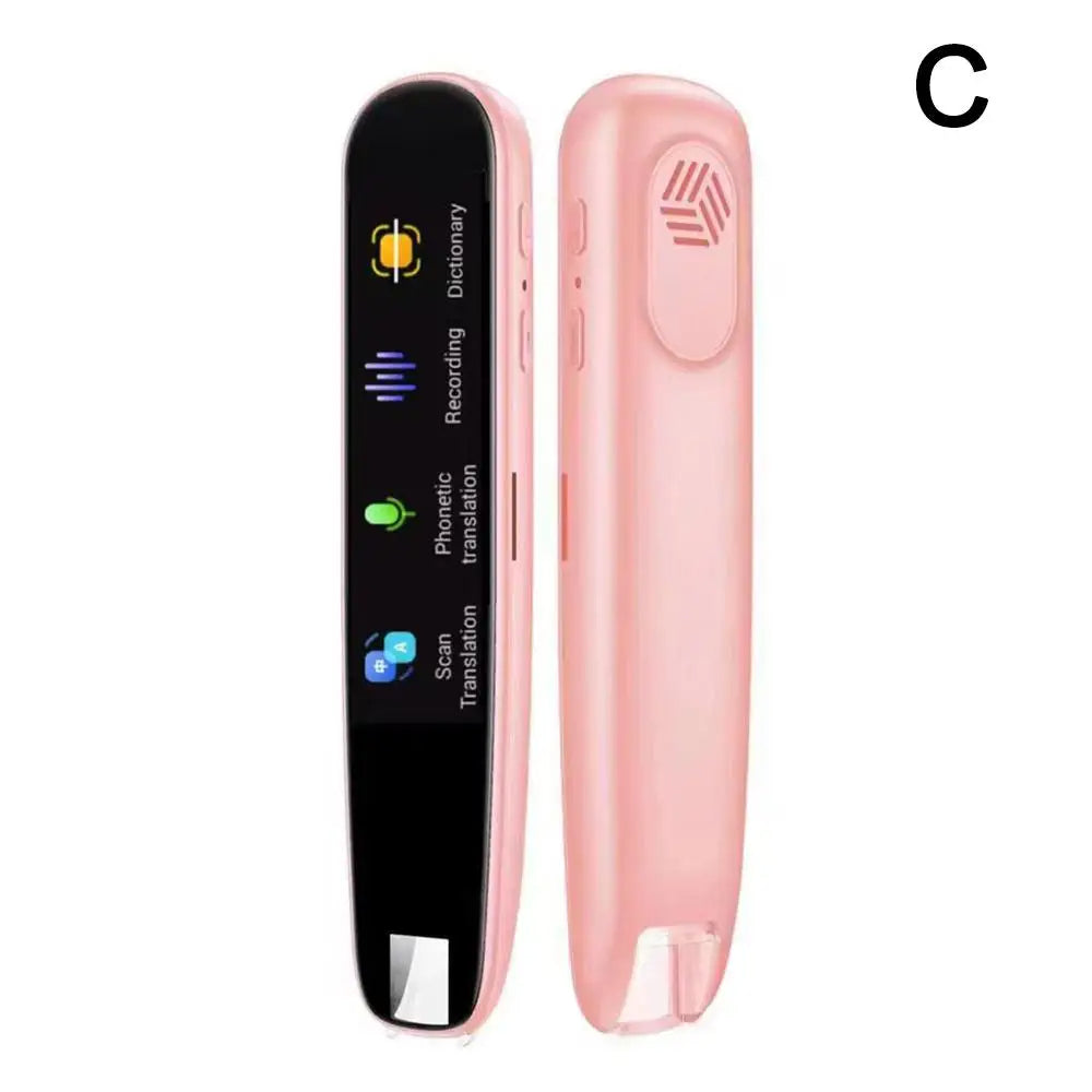 Pink and black electronic device with display on a white background