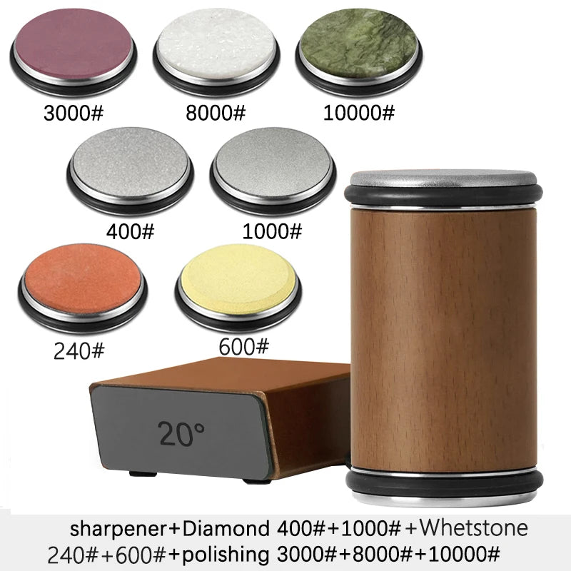 Set of diamond sharpeners with labeled grit levels on a white background