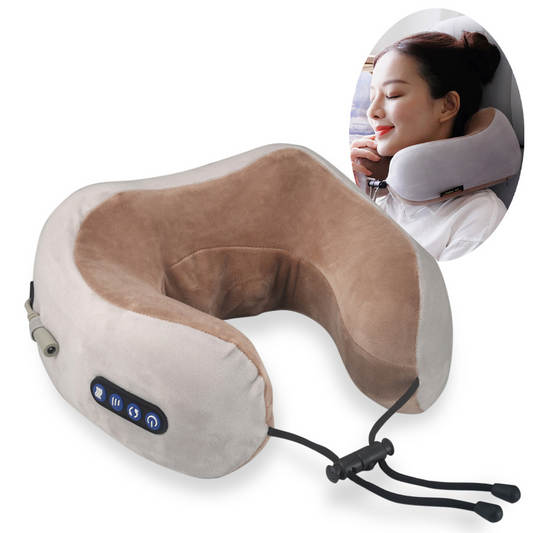 Massage neck pillow with control panel on a white background