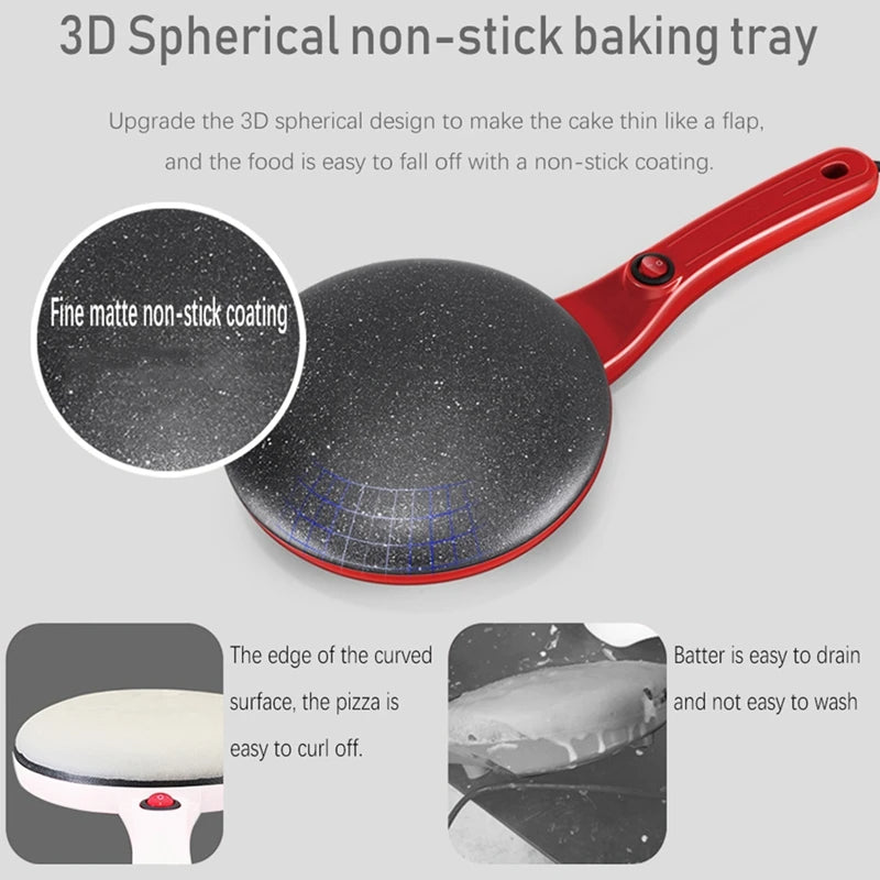 Red 3D spherical non-stick baking tray with features highlighted on a gray background