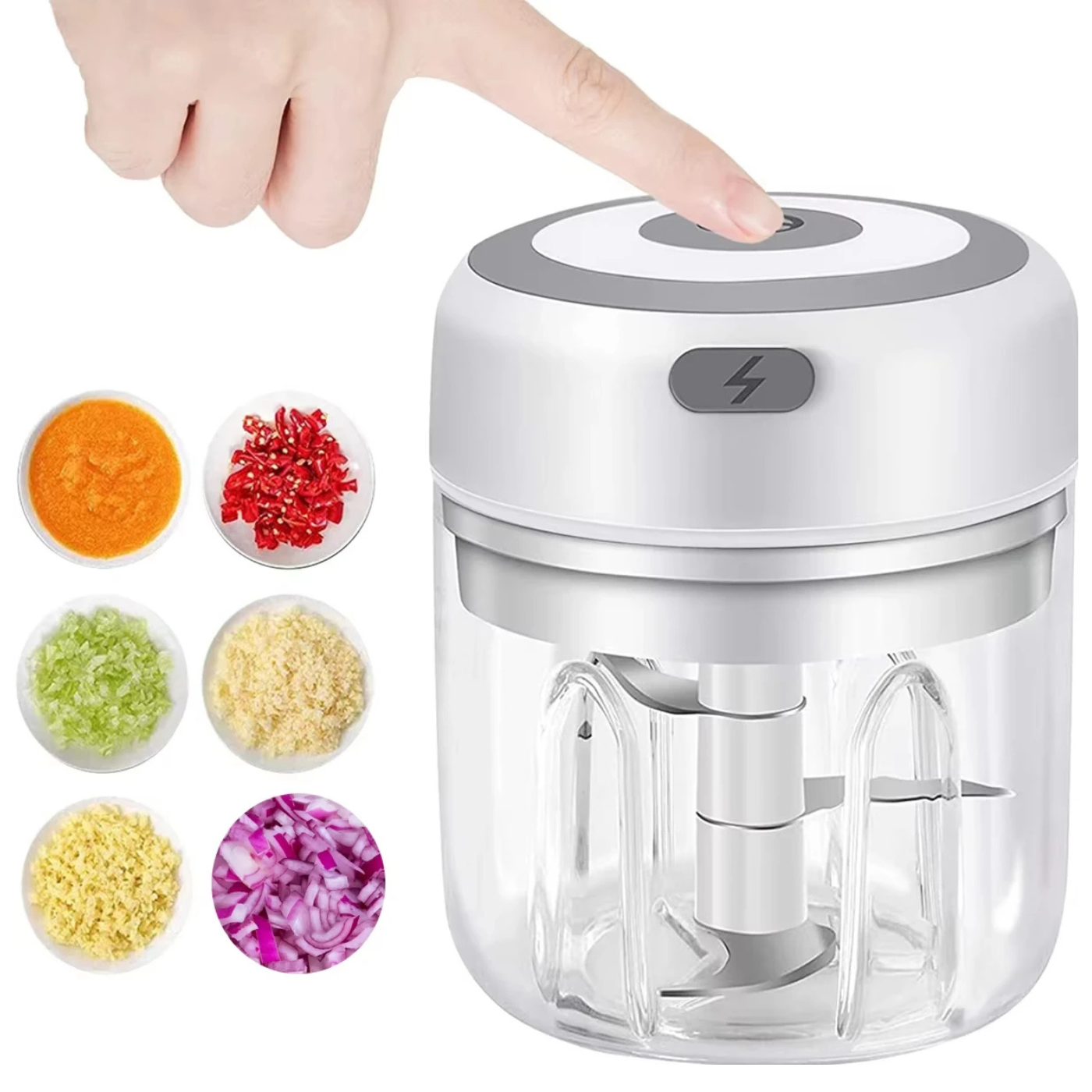 white food chopper showing some of the foods 