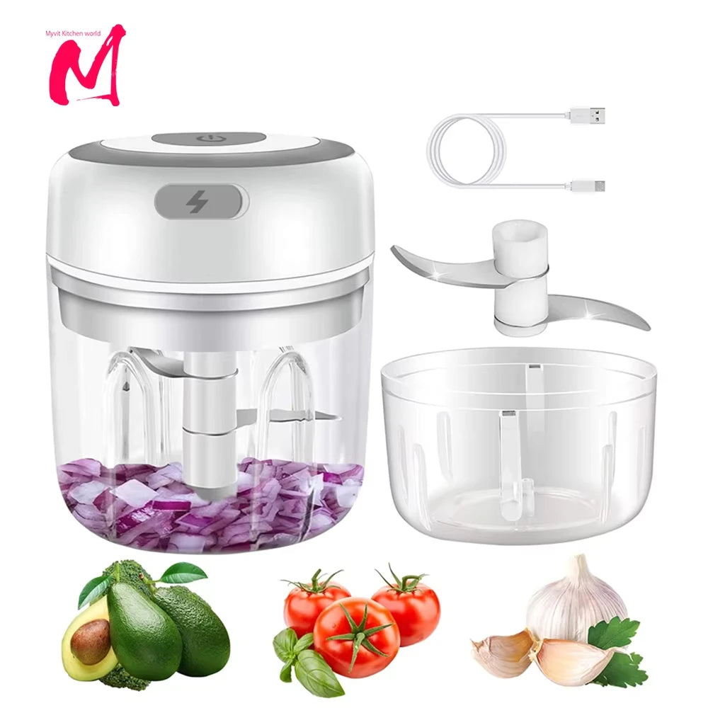 white food chopper in progress on white backround 