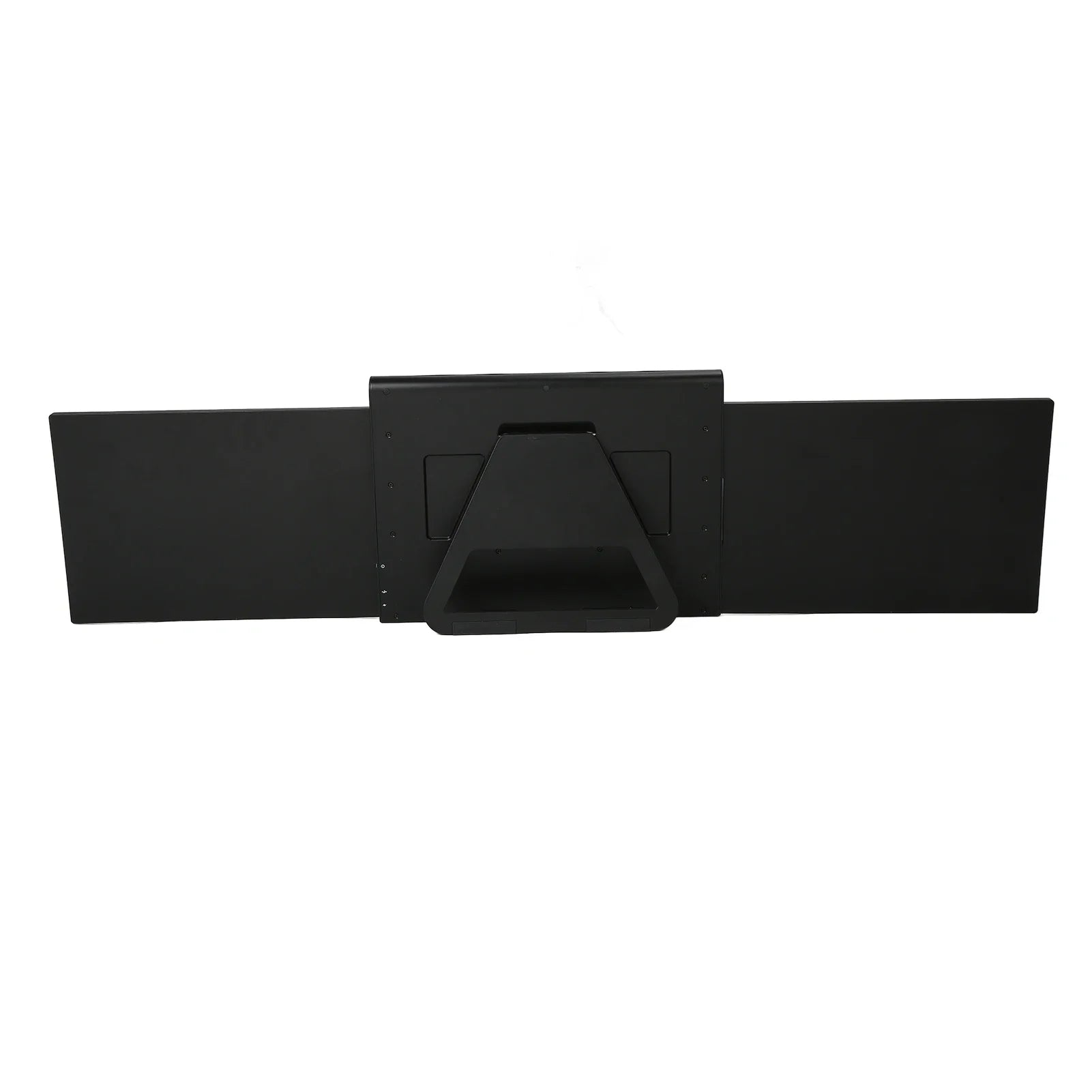 Black belt with a rectangular buckle on a white background