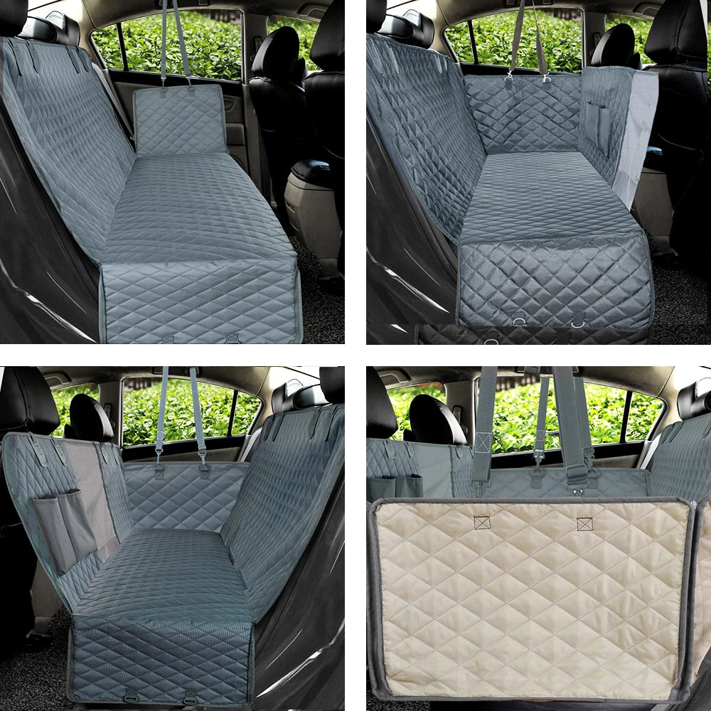 Car bench seat cover with quilted pattern in a vehicle.