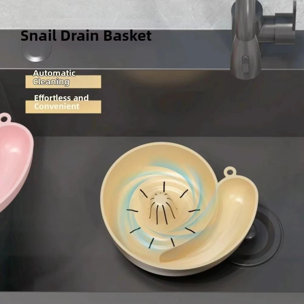 Drain basket on a sink with text highlighting features