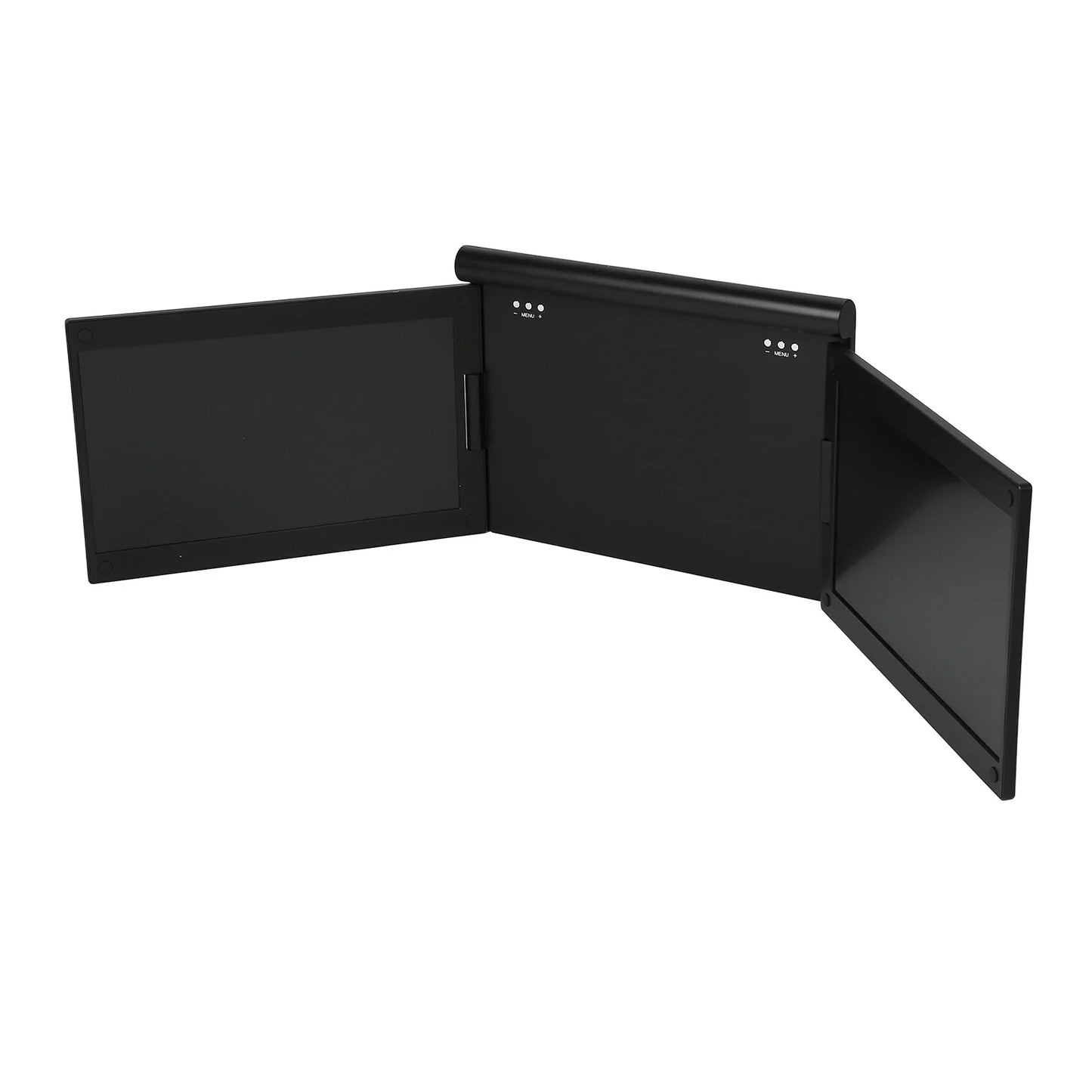 Black rectangular object with a textured surface on a white background