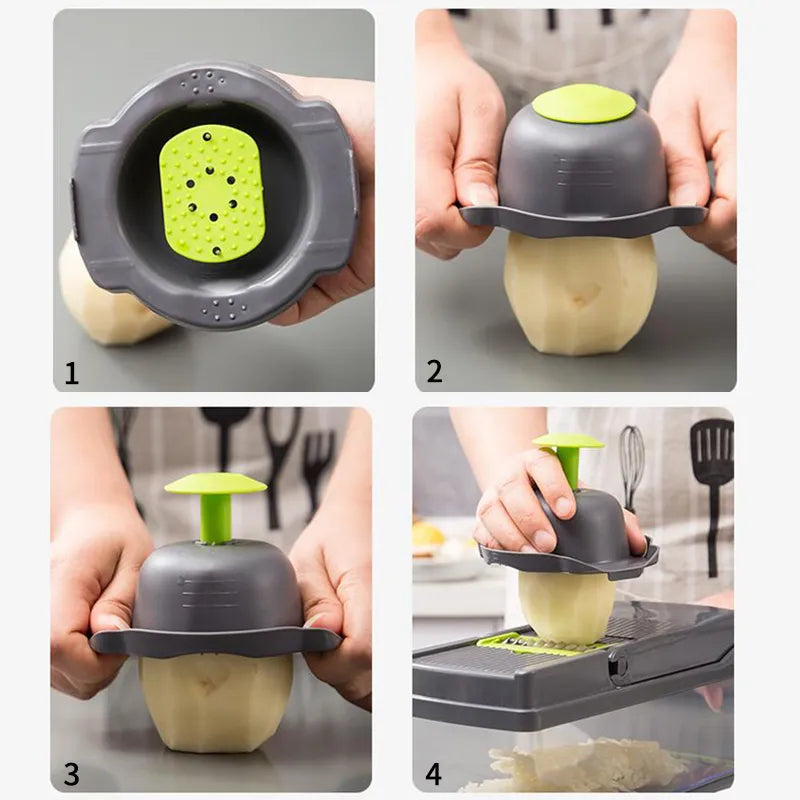 showing how to grate a potato 