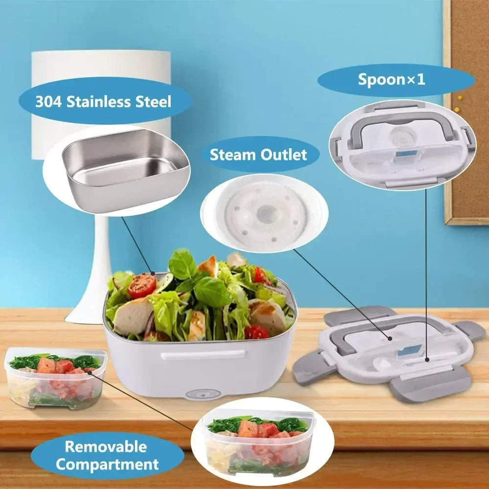 Electric hot pot with various features highlighted on a wooden surface.