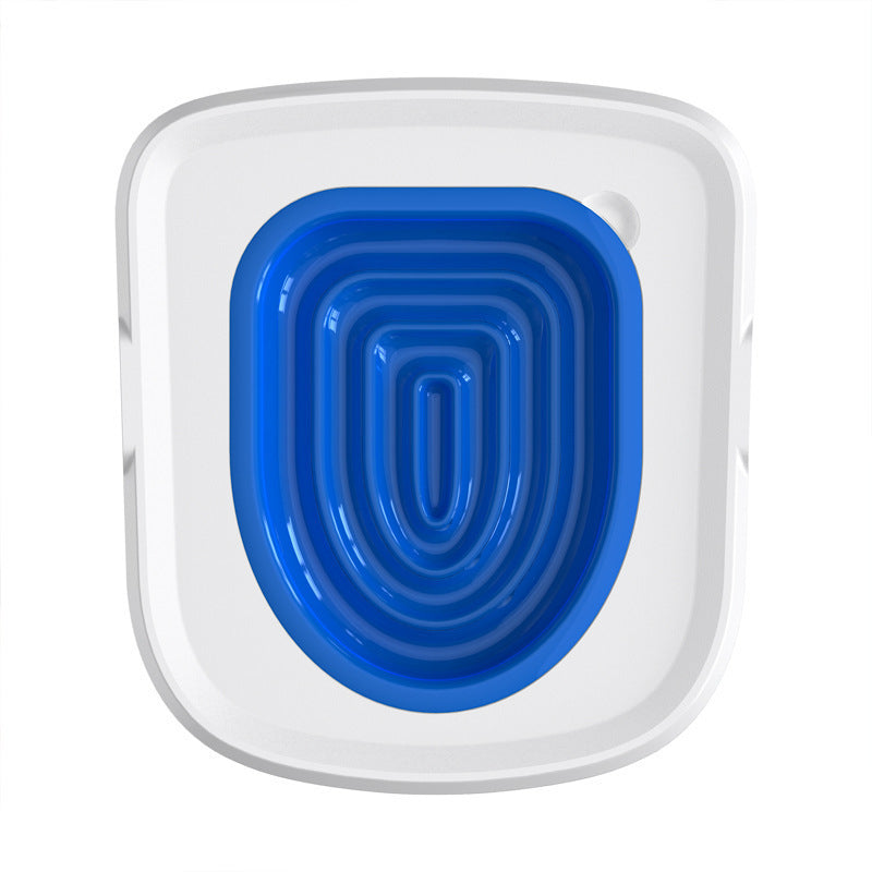 blue and white cat toilet