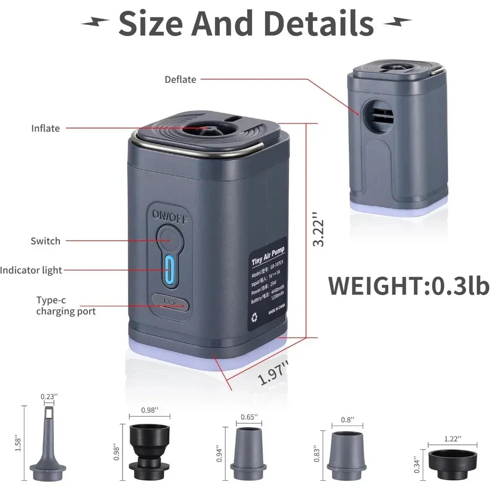 showing the dimensions of the product and the attachments 